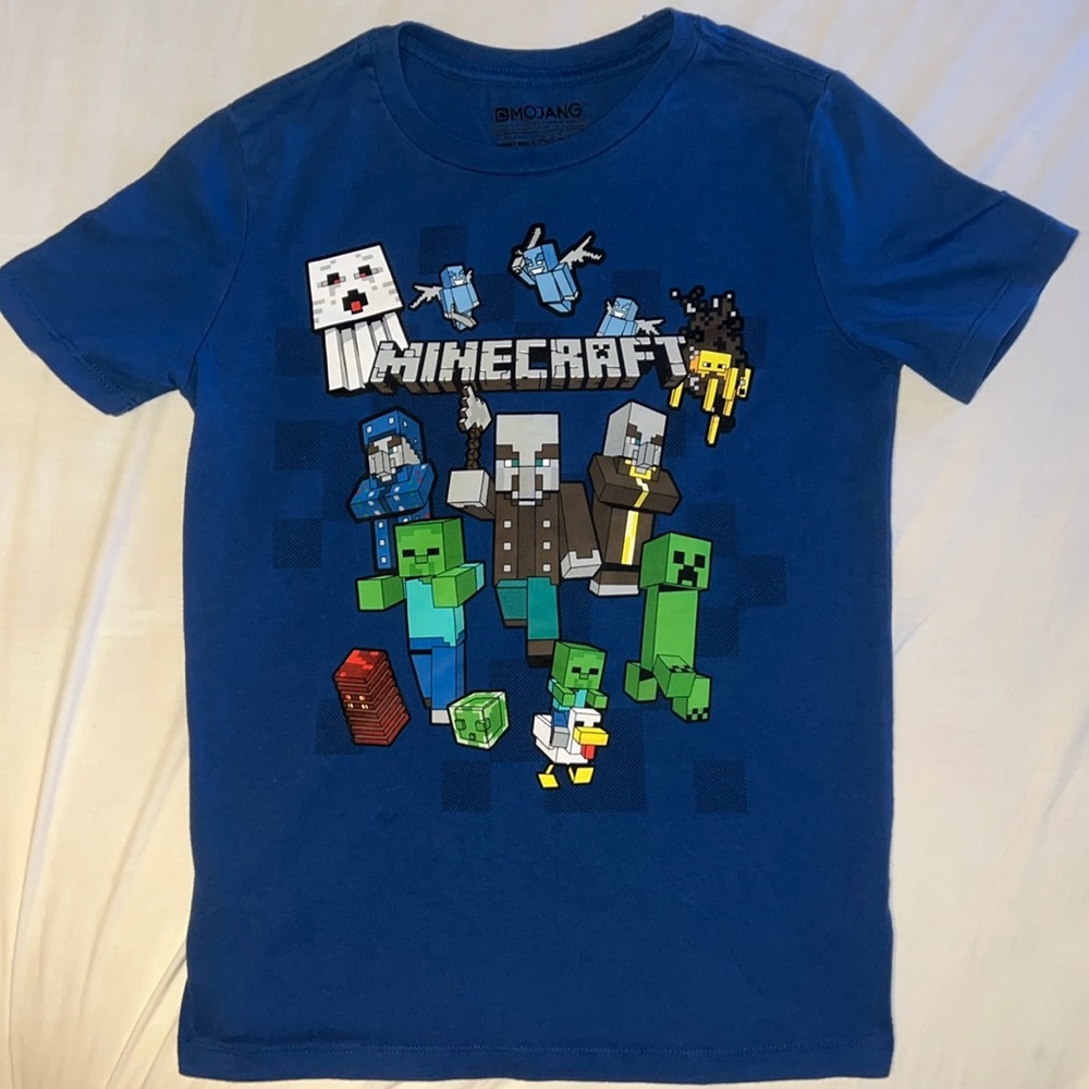 MINECRAFT CHARACTER T-SHIRT , SIZE KIDS LARGE , COLOR BLUE